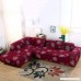 Eleoption Sectional Sofa Slipcover Couch Cover Universal Stretch Fabric Sofa Slipcover 2Piece for Sectional Sofa L Shape Couch Protector Gift Pillow Cover (Flower-Red L-Style: 4+3 Seater) - B07CVWF4T2