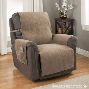 GPD Furniture Fresh Heavy-Weight Luxury Textured Microsuede Pebbles Furniture Protector and Slipcover with Anti-slip Non-slip Backing (Recliner Natural)-Water Repellant - B0172598N0