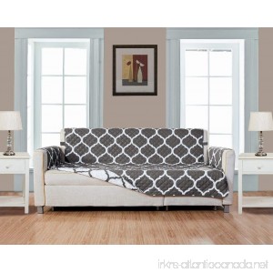 GrandLinen Reversible Couch Cover 110 X 76-Furniture Protector For Pets Kids Dogs-Large Sofa Standard Sofa Loveseat Recliner and Chair (Couch/Sofa-Grey/White Quatrefoil) - B07C8BVB84