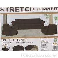 JERSEY STRETCH Form Fit Couch Cover 3 Pc Slipcover Set=Sofa+Loveseat+Chair Covers-Chocolate BROWN color - B00O0P8VMK