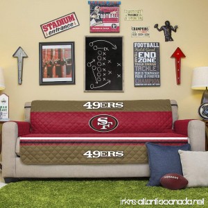 Pegasus Home Fashions NFL San Francisco 49ers Sofa Couch Reversible Furniture Protector with Elastic Straps 75-inches by 110-inches - B00PC06250
