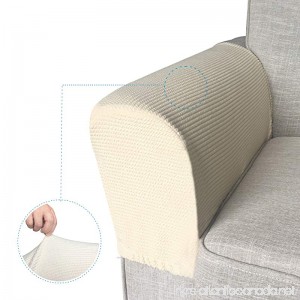 REALYOU Anti Slip Stretch armrest cover for fabric and leather couch set of 2 (Beige Chair/Recliner) - B07DCPLPS4