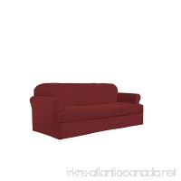 Serta 2 Piece Stretch Grid T Sofa Slipcover  Garnet - B016Y76GGE
