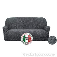 Stretch Furniture Slipcover  Form Fit  Slip Resistant  Stylish Furniture Protector  Two-way Stretch Italian Fabric  Microfibra Collection  Premium Quality  Made in Italy - Charcoal (Sofa) - B07D35FJ5F