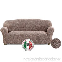 Stretch Furniture Slipcover  Form Fit  Slip Resistant  Stylish Furniture Protector  Two-way Stretch Italian Fabric  Arricciato Graffio Collection  Premium Quality  Made in Italy - Brown (Sofa) - B07D2M61S9