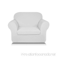 Subrtex Knit Jacquard Spandex Stretch 2-Piece Sofa Slipcover (Chair  White) - B0739XDNTD