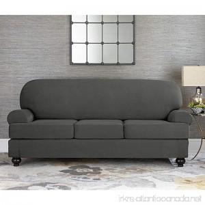 Sure Fit Designer Suede Convertible T-Cushion Sofa 3-cushion Furniture Cover - Gray (SF44610) - B019Z3EAR6
