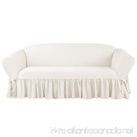 Sure Fit Essential Twill One Piece Ruffled Box Cushion Sofa Slipcover with Scotchgard - White - B079Z17BRQ