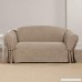 Sure Fit Textured Linen Box Cushion Loveseat Slipcover - Sand (SF44991) - B079ZN39QZ