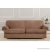Sure Fit Ultimate Heavyweight Stretch Suede Individual 2 Piece T-Cushion Sofa Slipcover - Luggage - B01BLND2KO