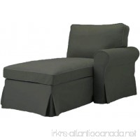 The Gray Ektorp Chaise with ARM Cover Replacement Is Custom Made For Ikea Ektorp Chaise Lounge with Arm Sofa Slipcover (ARM on Right) - B01H2HH3NU