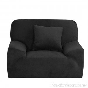 uxcell Velvet Plush Sofa Cover Chair Loveseat Couch Slipcover Machine Washable Stylish Furniture Protector Covers with One Cushion Case (1 Seater Black) - B01MZIJT8T