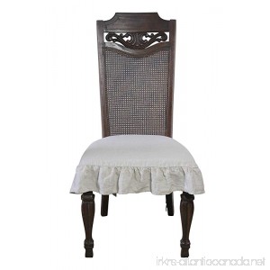 100% Flax Linen Dining Room Chair Seat Cover with Ruffle Natural Beige - B01IUD4NV0