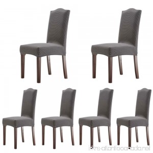 ColorBird Solid Color Knitted Fleece Dining Chair Slipcovers Removable Universal Stretch Elastic Chair Protector Covers for Dining Room Hotel Banquet Ceremony (Set of 6 Gray) - B07C6WQ3S9