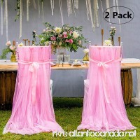 LGHome Tulle Chair Skirt for Bridal  Fluffy Tulle Chair Tutu Skirt Pink Chair Skirt Slipcovers for Outdoor Wedding/Baby Shower/Event - Pack of 2 - B07F5QKH7Z
