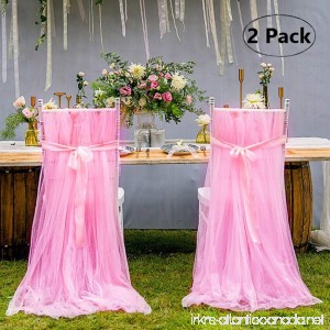 LGHome Tulle Chair Skirt for Bridal Fluffy Tulle Chair Tutu Skirt Pink Chair Skirt Slipcovers for Outdoor Wedding/Baby Shower/Event - Pack of 2 - B07F5QKH7Z
