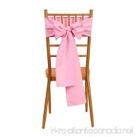 VEEYOO 1 Piece 6x108 inch Polyester Chair Sash Bows Ribbon Cover for Restaurant Kitchen Dining Wedding Party  Pink - B076SLKD22