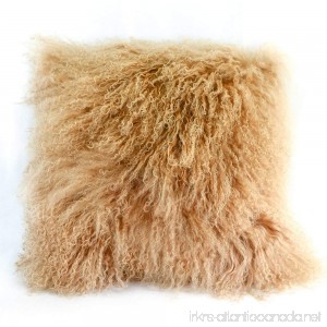 100% Real Mongolian Sheepskin Wool Cushion and Pillow Insert Included Home Decoration For Living Room Bedroom 20X20(beige) - B075FVWS2G