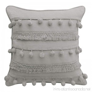 Boho Living Fiji Pompom Decorative Pillow 18 x 18 Light Grey - B07CQBQY57