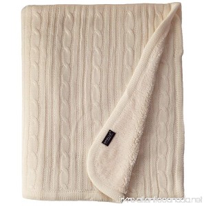 Brielle Cozy Cable Knit Throw with Sherpa Lining 50 by 60 Ivory - B00N2Y8BNO