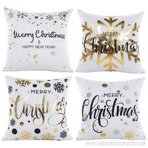Coolrunner 4PCS pack Throw Pillow Cover Case Gold Stamping Snowflakes 18x18 Inch for Home Office Living Room Sofa Car - B078X77F5X