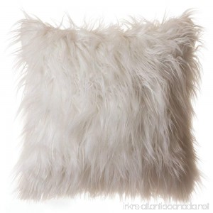 Faux Fur Throw Pillow 18x18 (Cover Only) Mongolian Long Hair White - B076MBDZWX