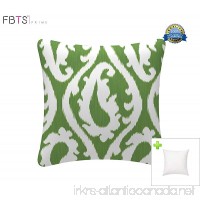 FBTS Prime Outdoor Decorative Pillows with Insert Green Patio Accent Pillows Throw Covers 18x18 Inches Square Patio Cushions for Couch Bed Sofa Patio Furniture - B076GYQTRB