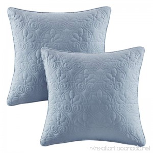 Madison Park Quebec Quilted Throw Pillow Transitional Square Decorative Pillow 20X20 Set Of 2 Blue - B01HPTZKC6