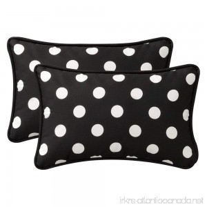 Pillow Perfect Decorative Black/White Polka Dot Toss Pillows Rectangle 2-Pack - B003VSTWCU
