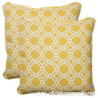 Pillow Perfect Indoor/Outdoor Rossmere Corded Throw Pillow  18.5-Inch  Yellow  Set of 2 - B00BPUB8AA