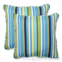 Pillow Perfect Outdoor Topanga Stripe Lagoon Throw Pillow  18.5-Inch  Set of 2 - B00HVENC6W
