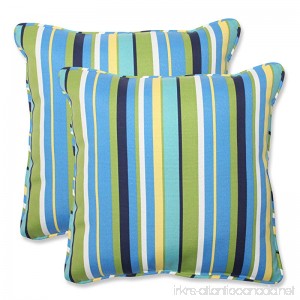 Pillow Perfect Outdoor Topanga Stripe Lagoon Throw Pillow 18.5-Inch Set of 2 - B00HVENC6W
