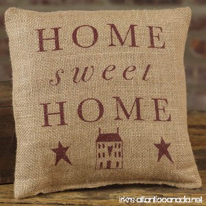 Primitive Home Sweet Home 8 x 8 Burlap Decorative Throw Pillow - B079HG1WS1