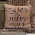 Small Burlap Lake/Happy Pillow (8x8) - B01BDV5EO6