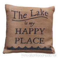 Small Burlap Lake/Happy Pillow (8x8") - B01BDV5EO6