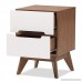 Baxton Studio 424-7504-Amz Helene Mid-Century Modern Wood 3-Drawer Storage Nightstand White/Walnut Brown - B071WV4541