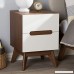 Baxton Studio 424-7504-Amz Helene Mid-Century Modern Wood 3-Drawer Storage Nightstand White/Walnut Brown - B071WV4541