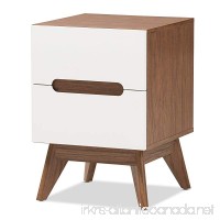 Baxton Studio 424-7504-Amz Helene Mid-Century Modern Wood 3-Drawer Storage Nightstand  White/Walnut Brown - B071WV4541