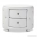 Baxton Studio Davina Hollywood Glamour Style Oval 2-Drawer Faux Leather Upholstered Nightstand Medium White - B019516OS6