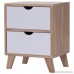 Giantex Nightstand with 2 Drawers Storage Wood Cabinet Light Walnut/White - B078J3GLTM