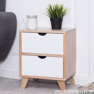 Giantex Nightstand with 2 Drawers Storage Wood Cabinet Light Walnut/White - B078J3GLTM