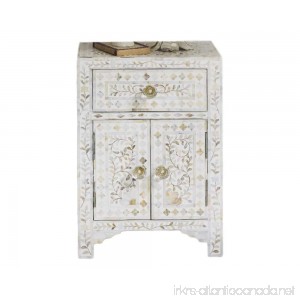 Handmade Bone Inlay Furniture - Side Table Floral Pattern Cabinet (White) - B06X6HMTG4