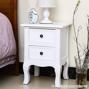 Jerry & Maggie - Nightstand Classic White Loyal Luxury Style - 2 Tier Curving Pattern Sides Night Stand Storage Bedside Table with 2 Drawer Real Natural Paulownia Wood | 4 long legs White - B078N1MNQR