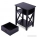 LAZYMOON Wood Nightstand Table X-Design Sofa End Side Table Storage Shelf w/ 1 Drawer Black Finish - B078R2FTN1