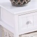 New Pair of Retro White Chic Nightstand End Side Bedside Table w/Wicker Storage Wood - B072FP6Z1X