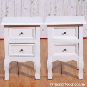 Set of 2 Small Table White Wood Bedside Table End Side Table with 2 Drawers for Small Room 11.81x11.81x19.69in(2 drawer) - B07FDF7578