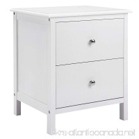 SONGMICS Wooden Bed-Side Table Nightstand End Table with 2 Metal Slider Drawers  White URDN08WT - B07CTD6HWZ