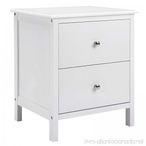 SONGMICS Wooden Bed-Side Table Nightstand End Table with 2 Metal Slider Drawers White URDN08WT - B07CTD6HWZ