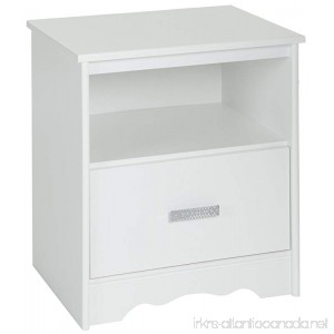 South Shore Tiara 1-Drawer Nightstand Pure White with Decorated Handle - B016VE4NBU