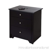 South Shore Vito Nightstand with 2 Drawers and Charging Station  Pure Black - B010S8ZD5U
